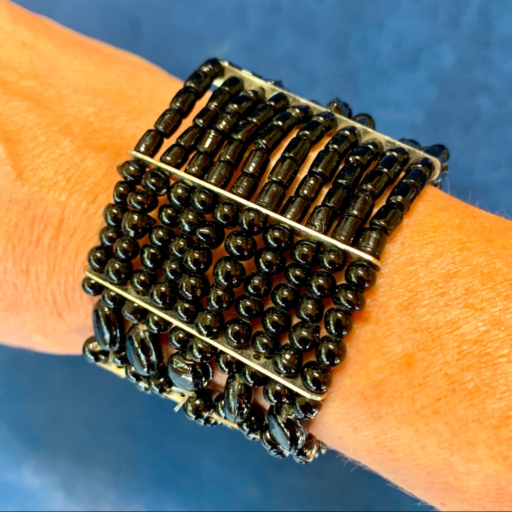 Black Beaded Stretch Bracelet